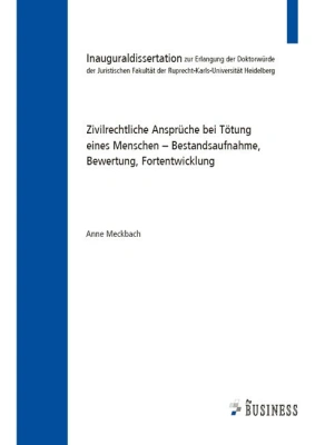 Zivilrechtliche Ansprüche bei Tötung eines Menschen – Bestandsaufnahme, Bewertun
